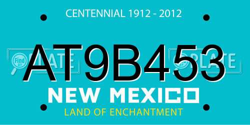 AT9B453 New Mexico License Plate