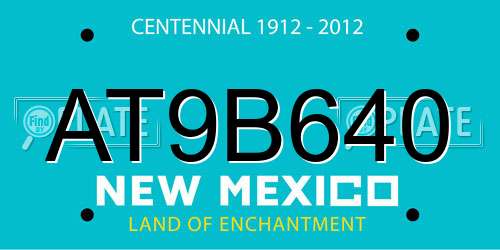 AT9B640 New Mexico License Plate