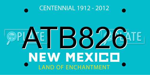 ATB826 New Mexico License Plate
