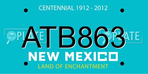 ATB863 New Mexico License Plate