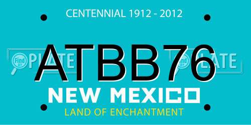 ATBB76 New Mexico License Plate