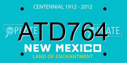 ATD764 New Mexico License Plate