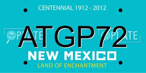 ATGP72 New Mexico License Plate