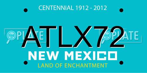 ATLX72 New Mexico License Plate