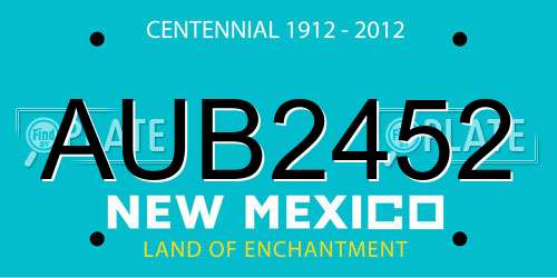 AUB2452 New Mexico License Plate