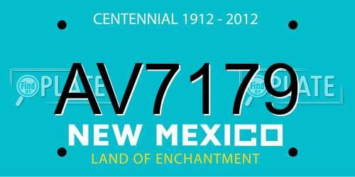 AV7179 New Mexico License Plate