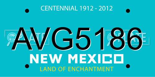 AVG5186 New Mexico License Plate