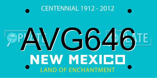 AVG646 New Mexico License Plate