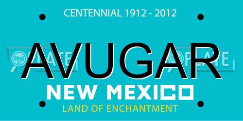 AVUGAR New Mexico License Plate
