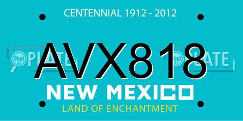 AVX818 New Mexico License Plate
