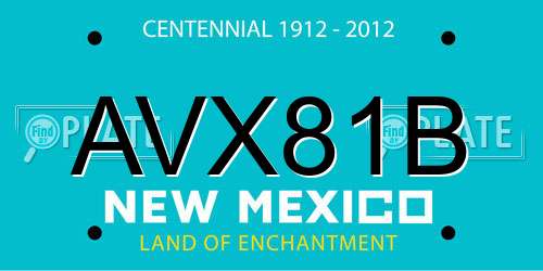 AVX81B New Mexico License Plate