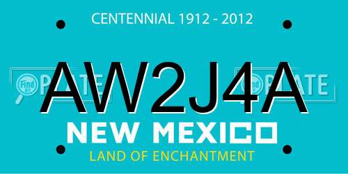 AW2J4A New Mexico License Plate