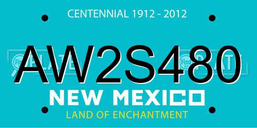 AW2S480 New Mexico License Plate