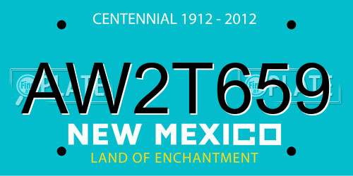AW2T659 New Mexico License Plate