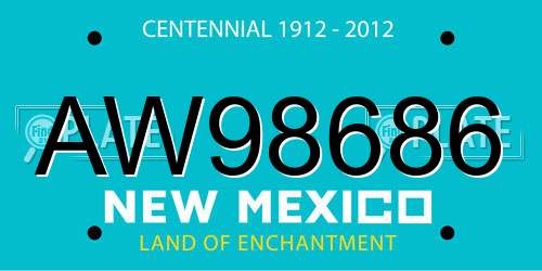 AW98686 New Mexico License Plate