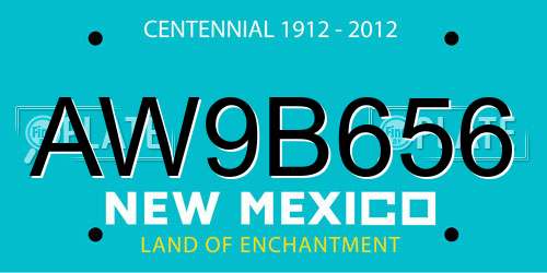AW9B656 New Mexico License Plate