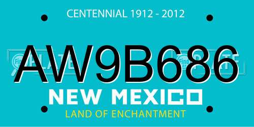 AW9B686 New Mexico License Plate