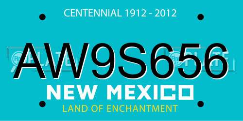 AW9S656 New Mexico License Plate