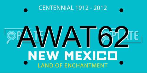 AWAT62 New Mexico License Plate