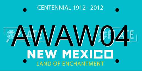 AWAW04 New Mexico License Plate