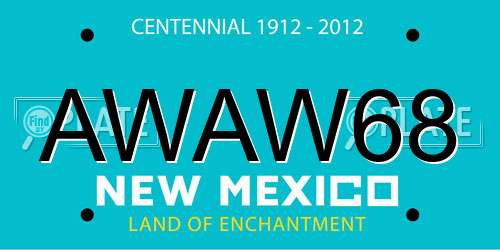 AWAW68 New Mexico License Plate