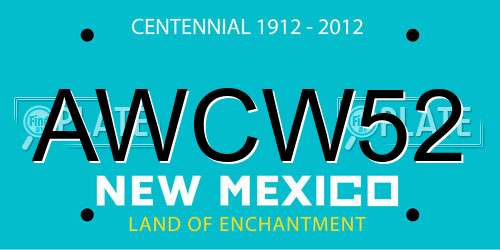AWCW52 New Mexico License Plate