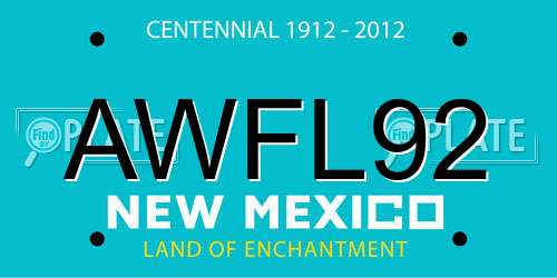 AWFL92 New Mexico License Plate
