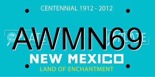 AWMN69 New Mexico License Plate