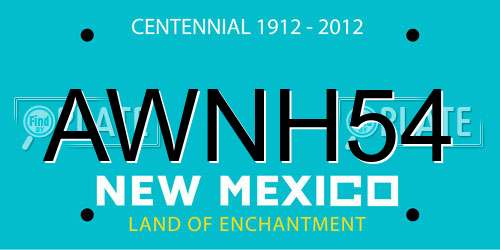 AWNH54 New Mexico License Plate
