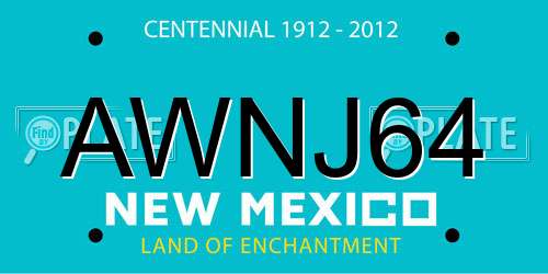 AWNJ64 New Mexico License Plate
