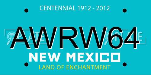 AWRW64 New Mexico License Plate