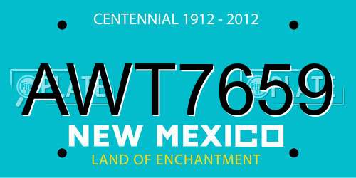 AWT7659 New Mexico License Plate