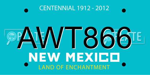 AWT866 New Mexico License Plate