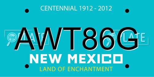 AWT86G New Mexico License Plate