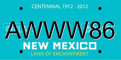 AWWW86 New Mexico License Plate
