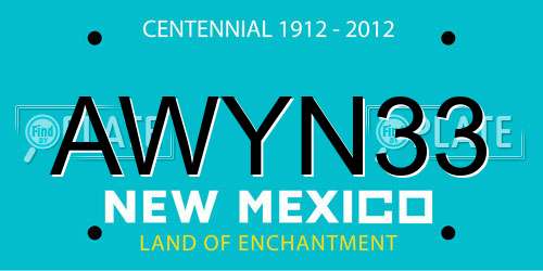 AWYN33 New Mexico License Plate