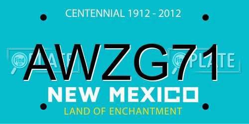 AWZG71 New Mexico License Plate