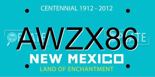 AWZX86 New Mexico License Plate