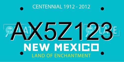 AX5Z123 New Mexico License Plate