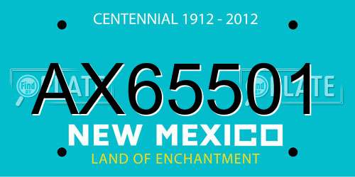 AX65501 New Mexico License Plate