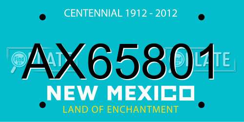 AX65801 New Mexico License Plate