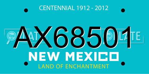 AX68501 New Mexico License Plate