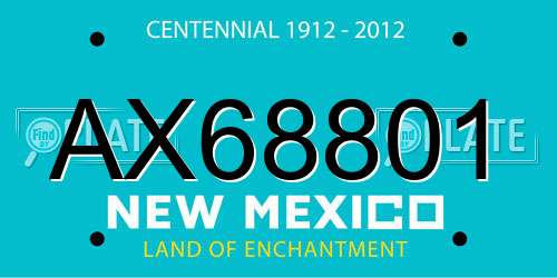 AX68801 New Mexico License Plate