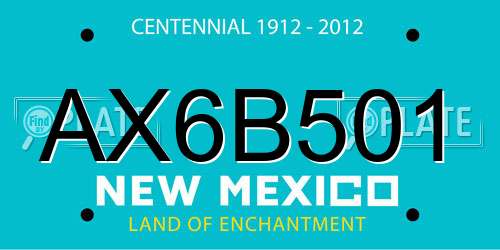 AX6B501 New Mexico License Plate