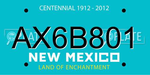 AX6B801 New Mexico License Plate
