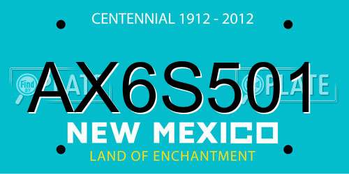 AX6S501 New Mexico License Plate