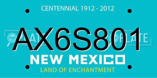 AX6S801 New Mexico License Plate