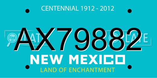 AX79882 New Mexico License Plate