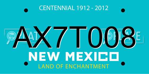 AX7T008 New Mexico License Plate