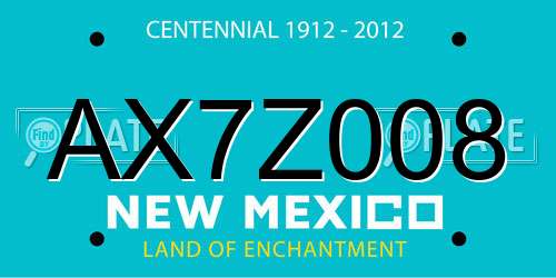 AX7Z008 New Mexico License Plate